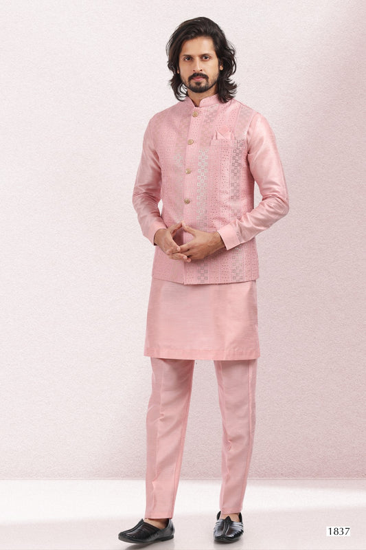 Men's Kurta Pajama with Jacket - Royal Madhubani