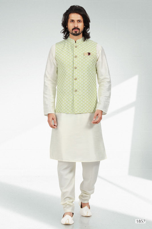 Men's Kurta Pajama with Jacket - Royal Madhubani