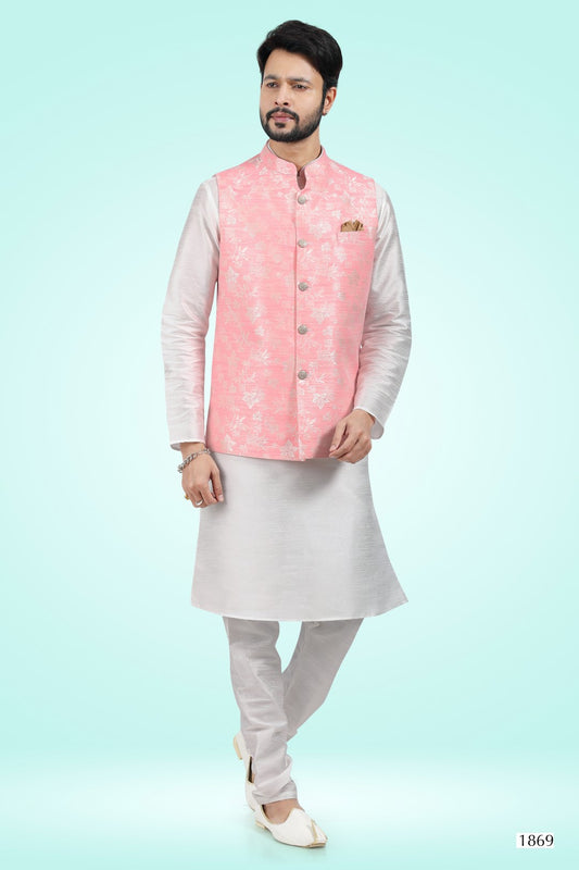 Men's Kurta Pajama with Jacket - Royal Madhubani