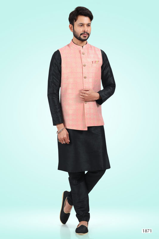 Men's Kurta Pajama with Jacket - Royal Madhubani