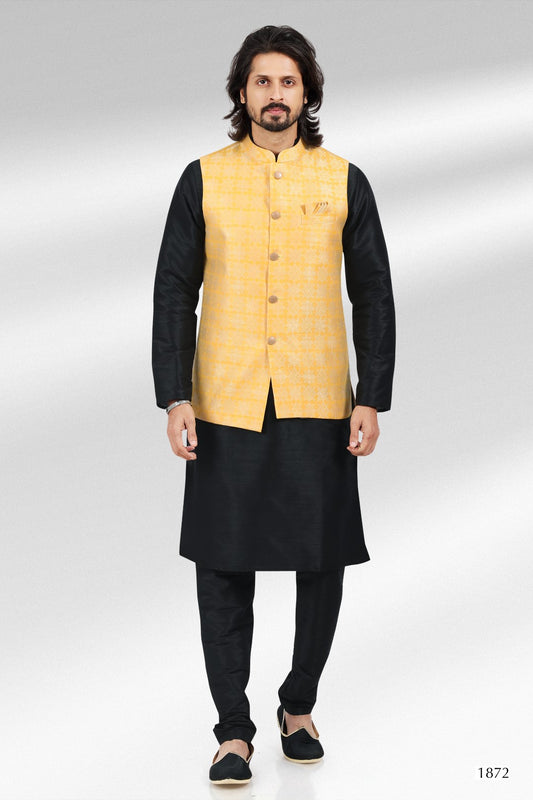 Men's Kurta Pajama with Jacket - Royal Madhubani