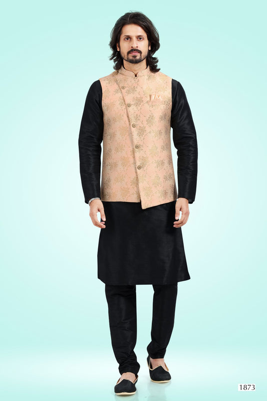 Men's Kurta Pajama with Jacket - Royal Madhubani