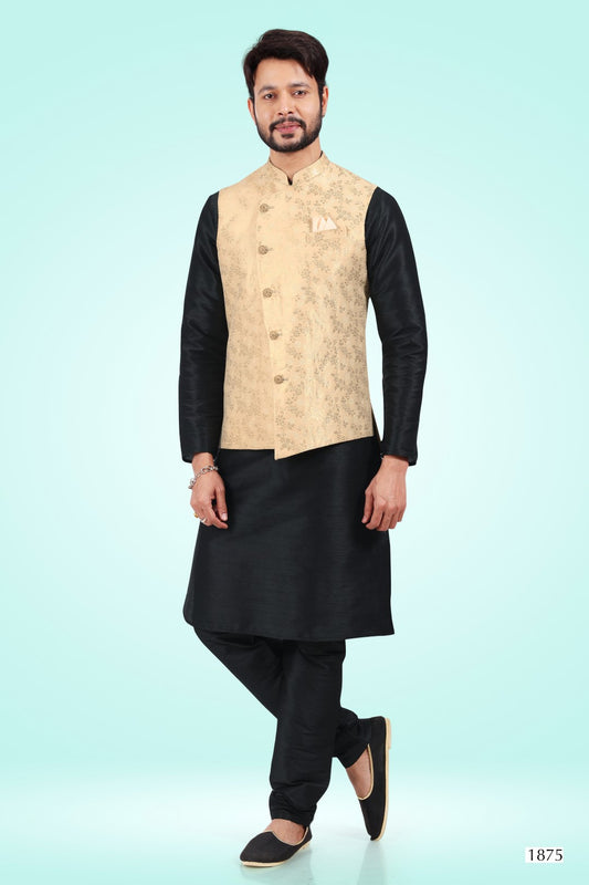 Men's Kurta Pajama with Jacket - Royal Madhubani