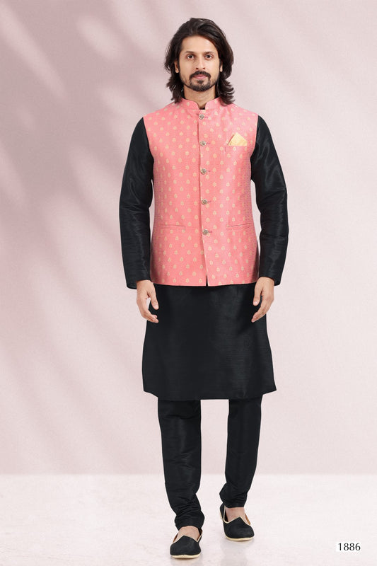 Men's Kurta Pajama with Jacket - Royal Madhubani